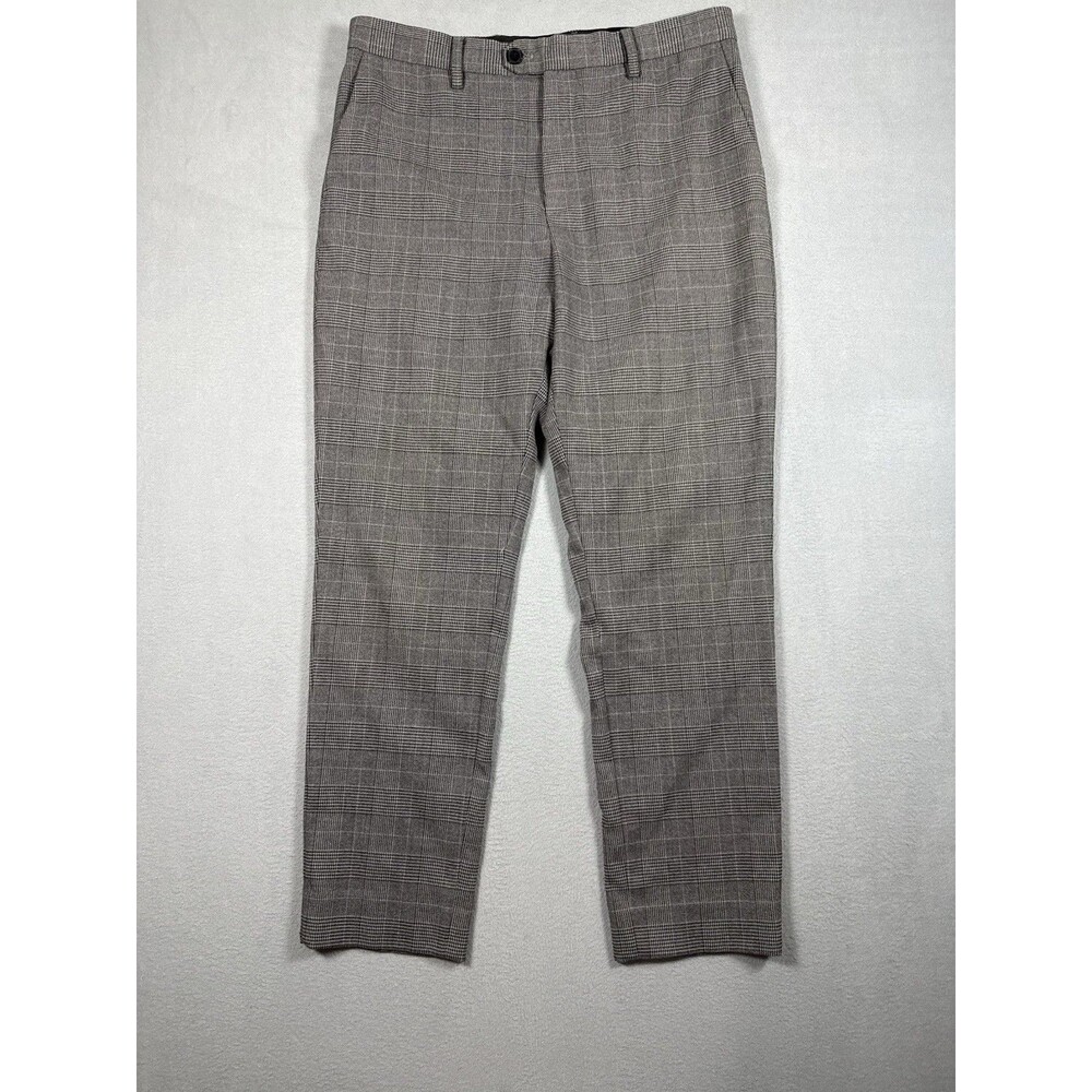 Banana Republic Men's Dress Pants 33x32 Tailored Fit Gray Plaid Glen Check